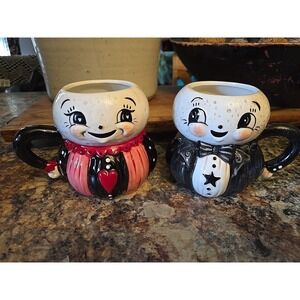 Lot Of 2, Johanna Parker Luna Moon Red Valentine's Day Heart  Mug , Boy,girl,new